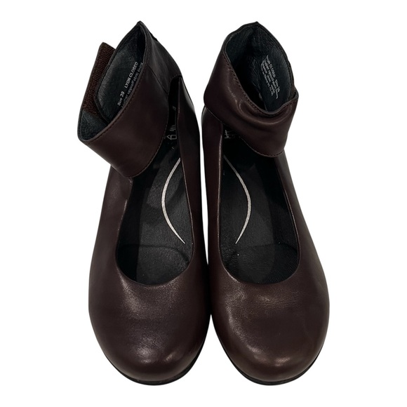 Dansko Lulu Dark Brown Leather Mary Janes Ankle Strap Wedges Size - Picture 3 of 16